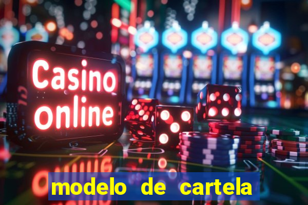 modelo de cartela para bingo