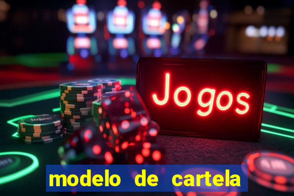 modelo de cartela para bingo