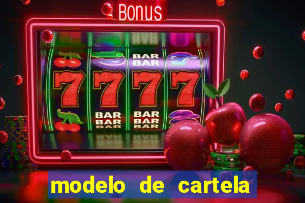 modelo de cartela para bingo