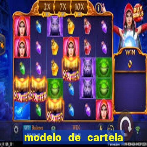 modelo de cartela de bingo em branco